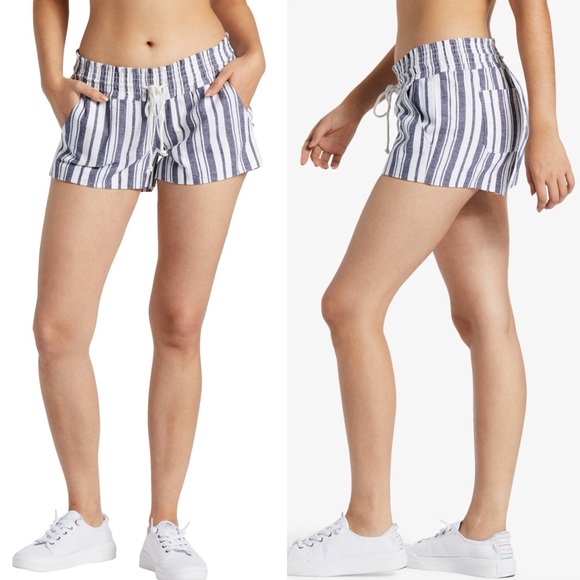 Roxy Pants - ROXY Oceanside Striped Linen Blend Beach Shorts Size S